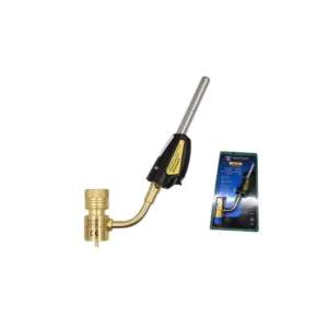 Black and gold 360 degree rotating self-igniting MAP gas welding torch head for HVAC copper pipe brazing