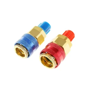 Quick Coupler Set QC-12 R134a low and high pressure red and blue brass fittings
