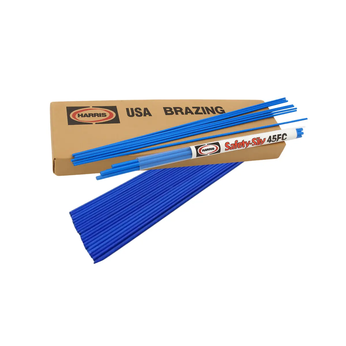 Blue flux coated 45 percent silver brazing rods for industrial and HVAC welding