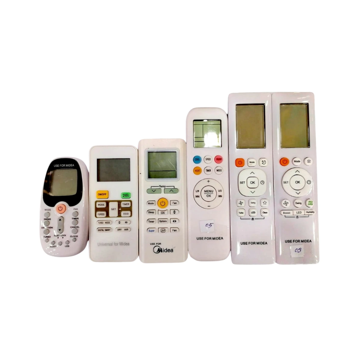 A/C remotes for Midea air conditioners including RG57, RG66, R51, and R51M models