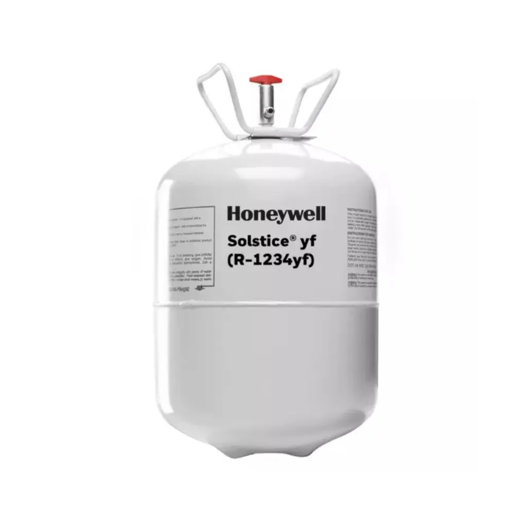 Honeywell R1234yf refrigerant cylinder for automotive and HVAC air conditioning systems