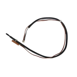 AC indoor temperature sensor thermistor with wire showing black epoxy bead probe and copper tube probe