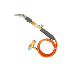 Double head MAP gas brazing torch with flexible orange hose and CGA600 cylinder connection block